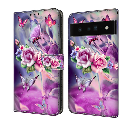 Google Pixel 6 Pro Crystal 3D Shockproof Protective Leather Phone Case - Butterfly