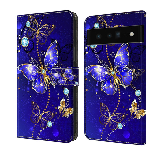 Google Pixel 6 Pro Crystal 3D Shockproof Protective Leather Phone Case - Diamond Butterfly