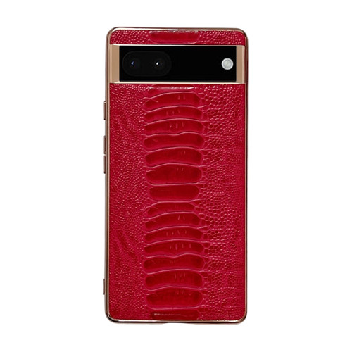 Google Pixel 6 Pro Genuine Leather Weilai Series Nano Electroplating Phone Case - Red