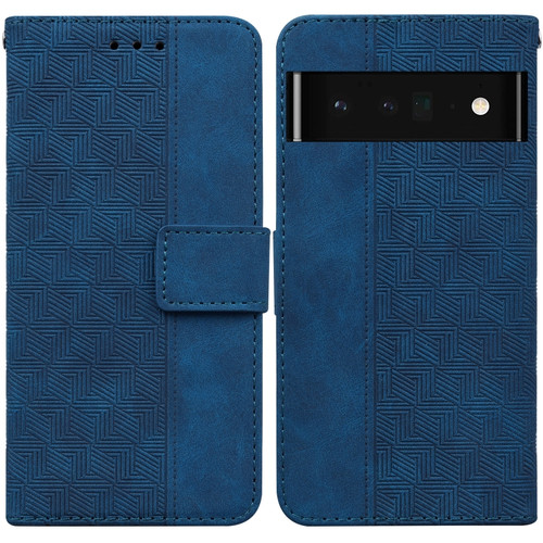 Google Pixel 6 Pro Geometric Embossed Leather Phone Case - Blue