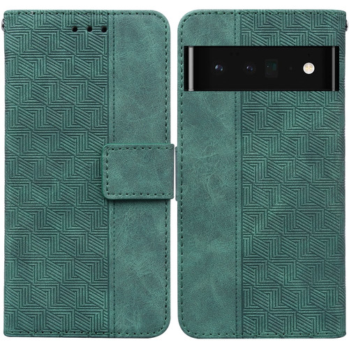 Google Pixel 6 Pro Geometric Embossed Leather Phone Case - Green