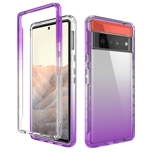Google Pixel 6 Pro High Transparency Two-color Gradient PC + TPU Phone Protective Case - Purple