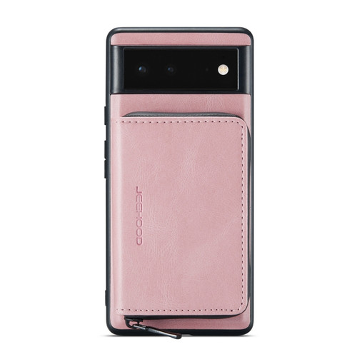 Google Pixel 6 Pro JEEHOOD Magnetic Zipper Horizontal Flip Phone Leather Case - Pink