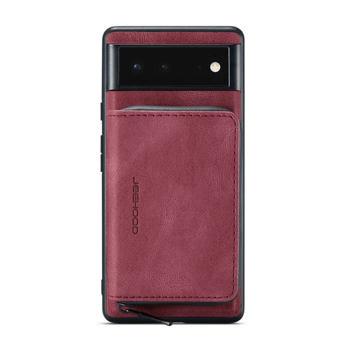 Google Pixel 6 Pro JEEHOOD Magnetic Zipper Horizontal Flip Phone Leather Case - Red