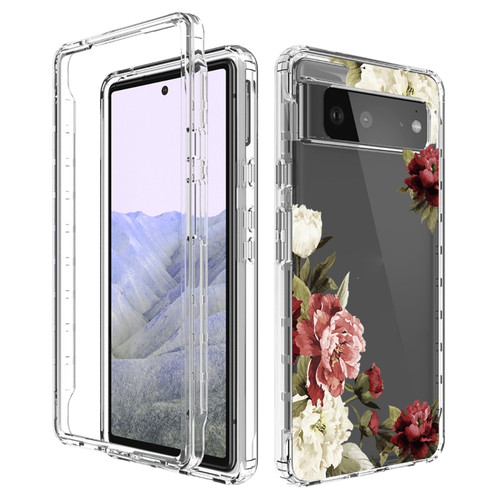 Google Pixel 6 Pro PC+TPU Transparent Painted Phone Case - Rose