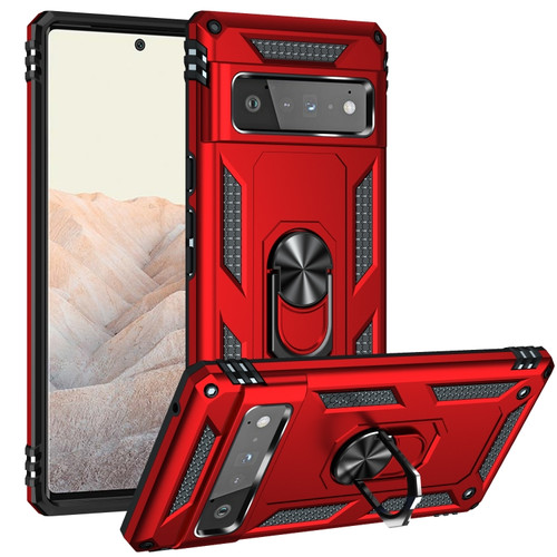 Google Pixel 6 Pro Shockproof TPU + PC Protective Case with 360 Degree Rotating Holder - Red