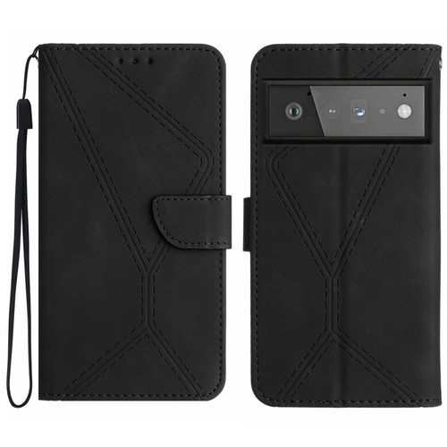 Google Pixel 6 Pro Stitching Embossed Leather Phone Case - Black