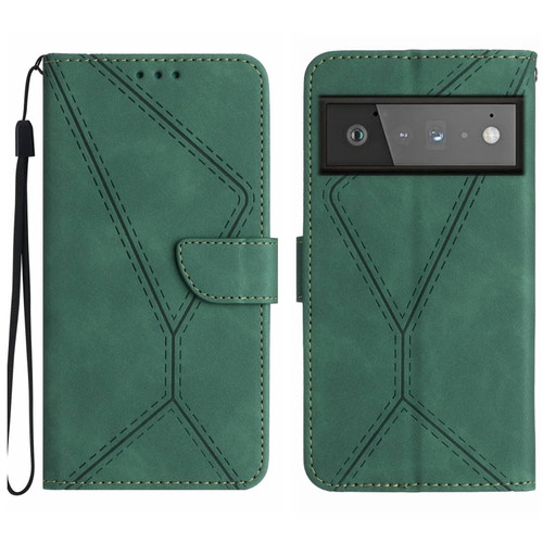 Google Pixel 6 Pro Stitching Embossed Leather Phone Case - Green