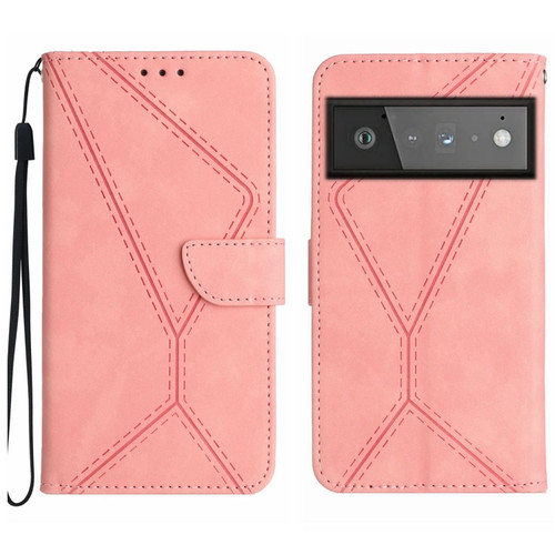 Google Pixel 6 Pro Stitching Embossed Leather Phone Case - Pink