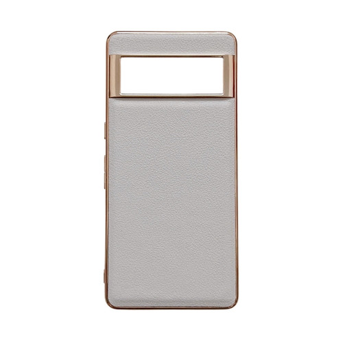 Google Pixel 6 Pro Waves Series Nano Electroplating Genuine Leather Phone Case - Grey