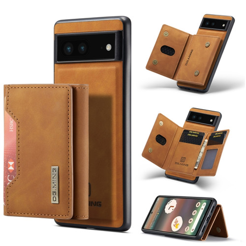 Google Pixel 6A DG.MING M2 Series 3-Fold Multi Card Bag Phone Case - Brown