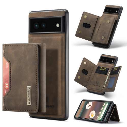 Google Pixel 6A DG.MING M2 Series 3-Fold Multi Card Bag Phone Case - Coffee