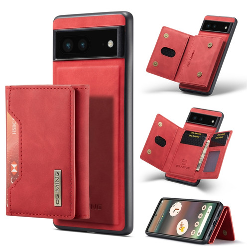 Google Pixel 6A DG.MING M2 Series 3-Fold Multi Card Bag Phone Case - Red