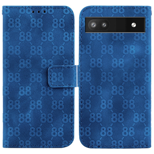 Google Pixel 6a Double 8-shaped Embossed Leather Phone Case - Blue