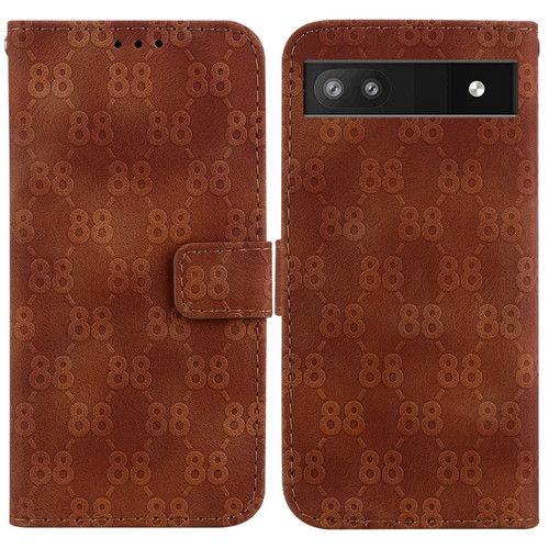 Google Pixel 6a Double 8-shaped Embossed Leather Phone Case - Brown