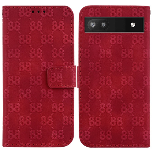 Google Pixel 6a Double 8-shaped Embossed Leather Phone Case - Red