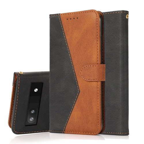 Google Pixel 6a Dual-color Stitching Leather Phone Case - Black Brown