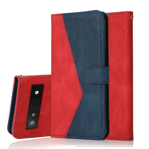 Google Pixel 6a Dual-color Stitching Leather Phone Case - Red Blue