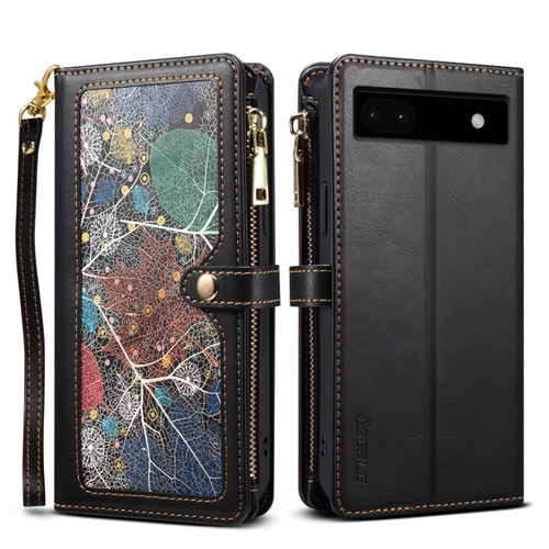 Google Pixel 6a ESEBLE Star Series Lanyard Zipper Wallet RFID Leather Case - Black