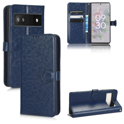 Google Pixel 6a Honeycomb Dot Texture Leather Phone Case - Blue