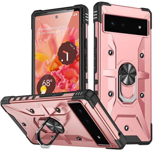 Google Pixel 6a Ring Holder Phone Case - Rose Gold