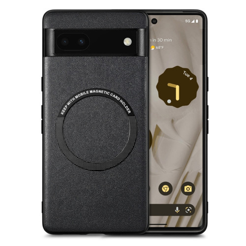 Google Pixel 6A Solid Color Leather Phone Case - Black