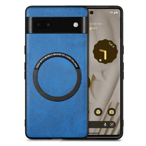 Google Pixel 6A Solid Color Leather Phone Case - Blue