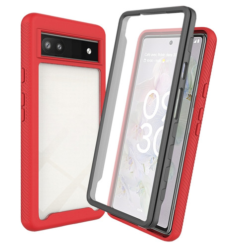 Google Pixel 6A Starry Sky Full Body Hybrid Shockproof Phone Case - Red