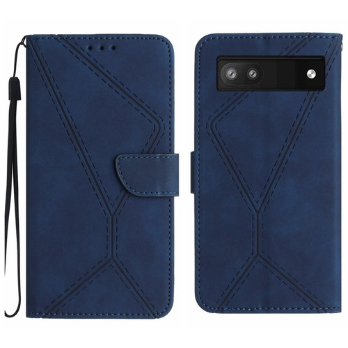 Google Pixel 6a Stitching Embossed Leather Phone Case - Blue