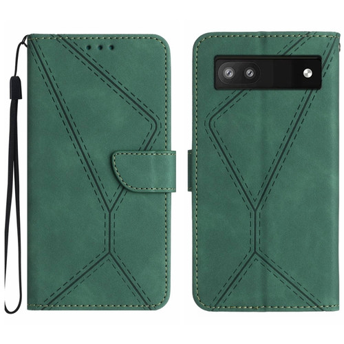 Google Pixel 6a Stitching Embossed Leather Phone Case - Green