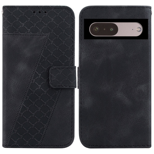 Google Pixel 7 5G 7-shaped Embossed Leather Phone Case - Black