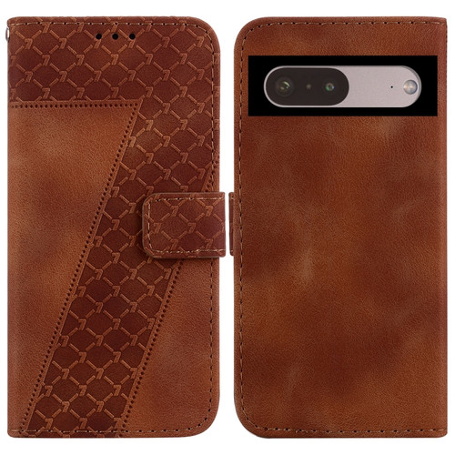 Google Pixel 7 5G 7-shaped Embossed Leather Phone Case - Brown