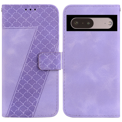 Google Pixel 7 5G 7-shaped Embossed Leather Phone Case - Purple