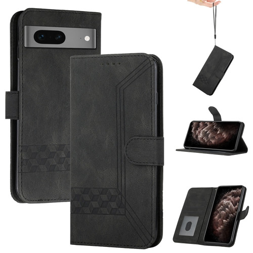 Google Pixel 7 5G Cubic Skin Feel Flip Leather Phone Case - Black