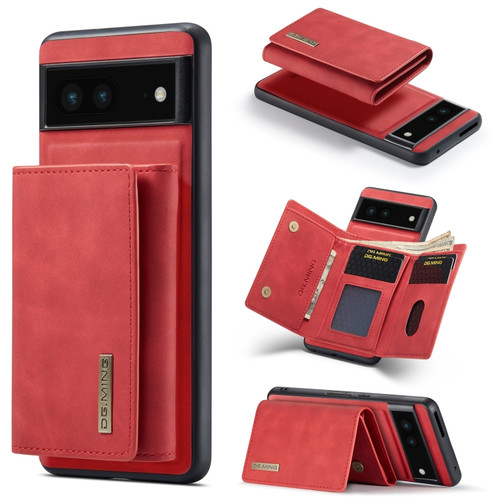 Google Pixel 7 5G DG.MING M1 Series 3-Fold Multi Card Wallet Phone Case - Red