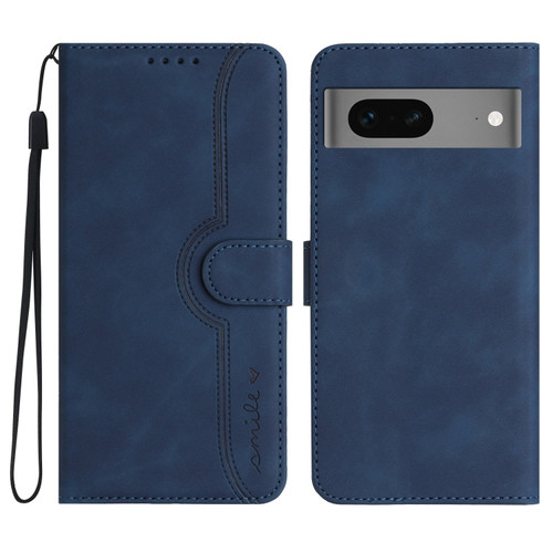 Google Pixel 7 5G Heart Pattern Skin Feel Leather Phone Case - Royal Blue