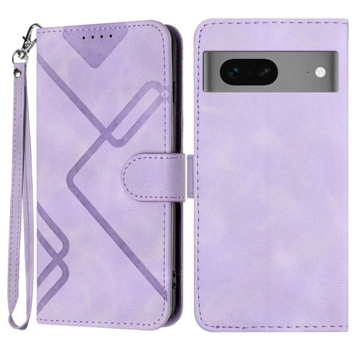 Google Pixel 7 5G Line Pattern Skin Feel Leather Phone Case - Light Purple