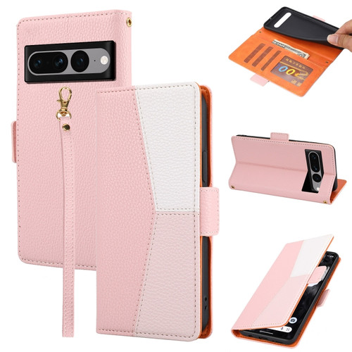 Google Pixel 7 5G Litchi Texture Color Matching Leather Phone Case - Pink