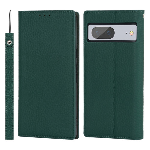 Google Pixel 7 5G Litchi Texture Genuine Leather Phone Case - Dark Green