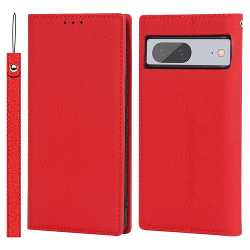 Google Pixel 7 5G Litchi Texture Genuine Leather Phone Case - Red