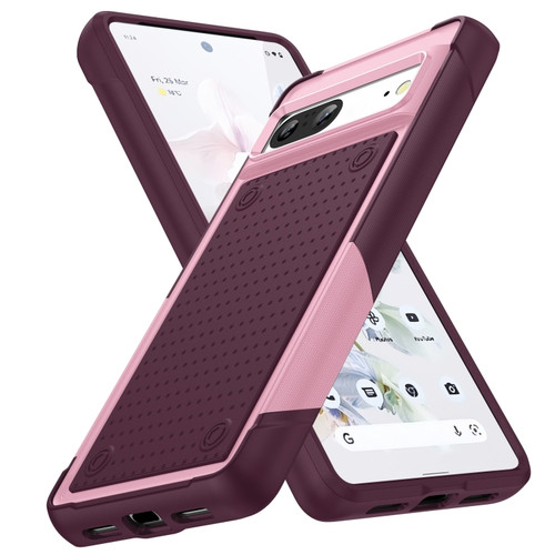 Google Pixel 7 5G PC + TPU Shockproof Protective Phone Case - Pink+Dark Red
