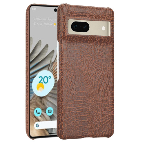 Google Pixel 7 5G Shockproof Crocodile Texture PC + PU Case - Brown