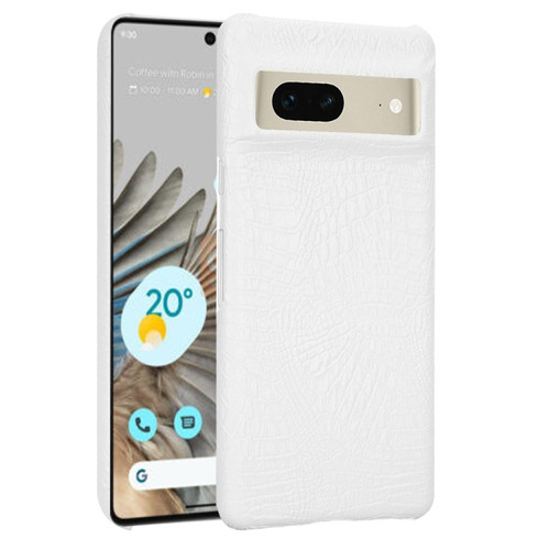 Google Pixel 7 5G Shockproof Crocodile Texture PC + PU Case - White