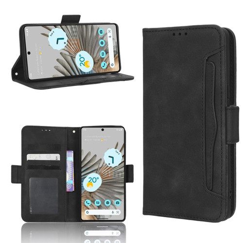 Google Pixel 7 5G Skin Feel Calf Texture Card Slots Leather Phone Case - Black