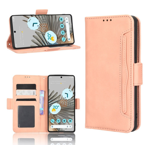 Google Pixel 7 5G Skin Feel Calf Texture Card Slots Leather Phone Case - Pink