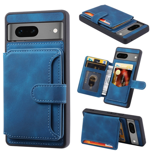Google Pixel 7 5G Skin Feel Dream Anti-theft Brush Shockproof Portable Skin Card Bag Phone Case - Peacock Blue
