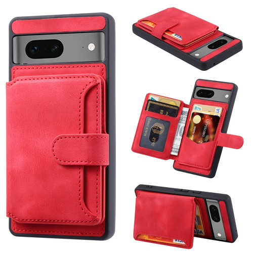 Google Pixel 7 5G Skin Feel Dream Anti-theft Brush Shockproof Portable Skin Card Bag Phone Case - Red