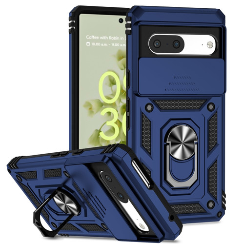 Google Pixel 7 5G Sliding Camshield Holder Phone Case - Blue