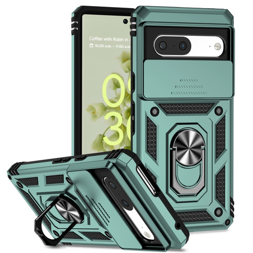 Google Pixel 7 5G Sliding Camshield Holder Phone Case - Dark Green