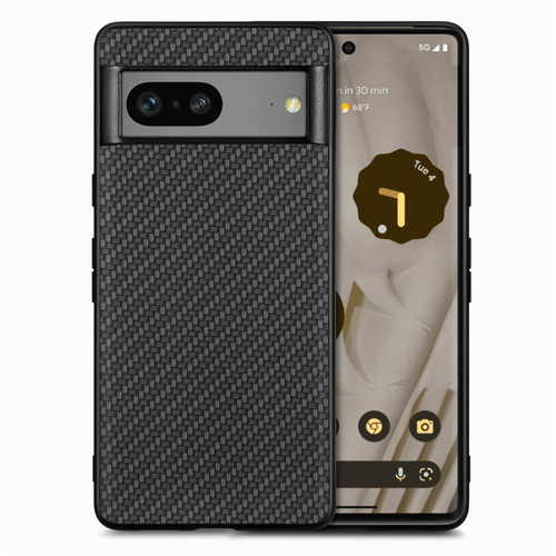 Google Pixel 7 Carbon Fiber Texture Leather Back Cover Phone Case - Black